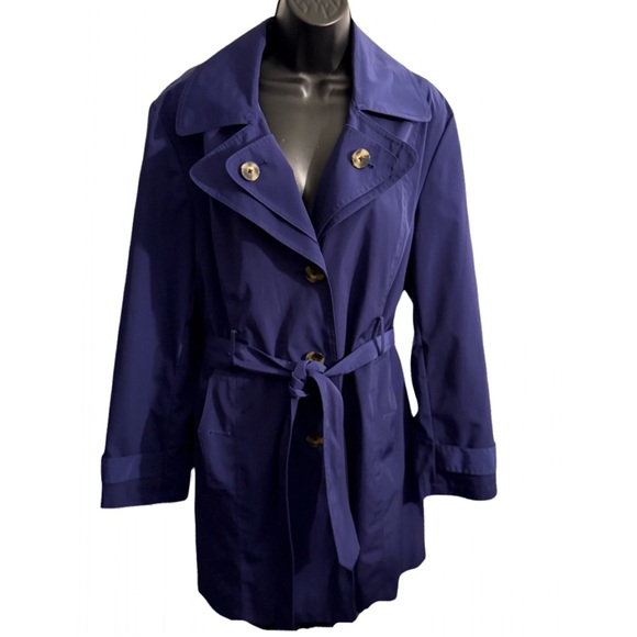 London Fog Jackets & Blazers - London Fog Deep Blue Trench Coat with Belt